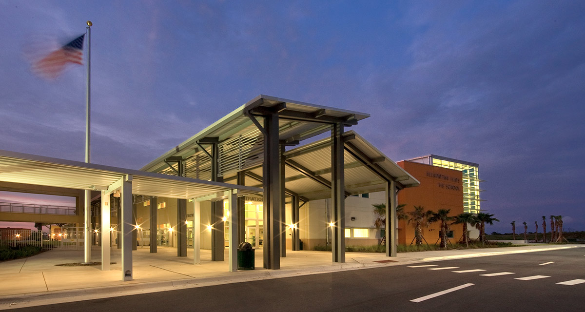 Architectural dusk view at Allapattah Flats K8 School Port Saint Lucie, FL 